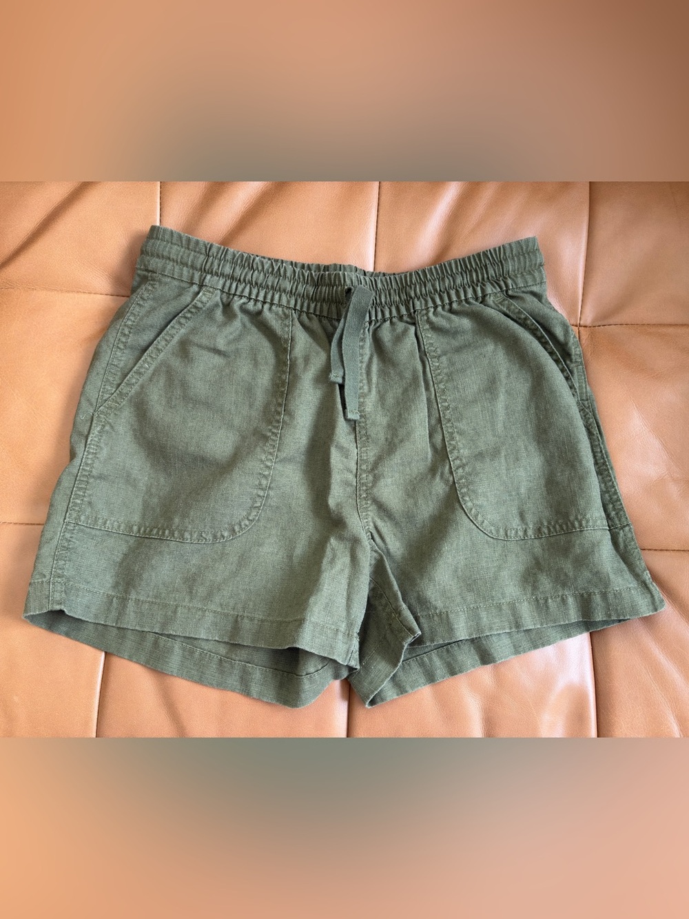 J. Crew Point Sur Linen Blend Shorts in Olive Green